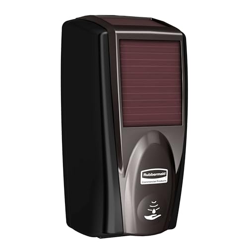 Image of Rubbermaid Commercial Products AutoFoam LumeCel Hand Soap & Sanitizer Dispenser, Black /Black Pearl, Battery Free, Powered by Indoor Light, Touchless, Wall Mount, for Restrooms in Offices