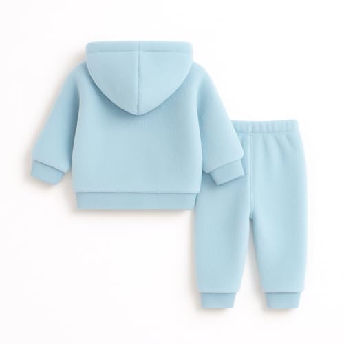 Image of Bold N Elegant Unisex Kids Fleece Printed Smiling Star Warm Fur Pullover Sweatshirt Hoodie Tshirt and Jogger Pant Winter Clothing Set Dress