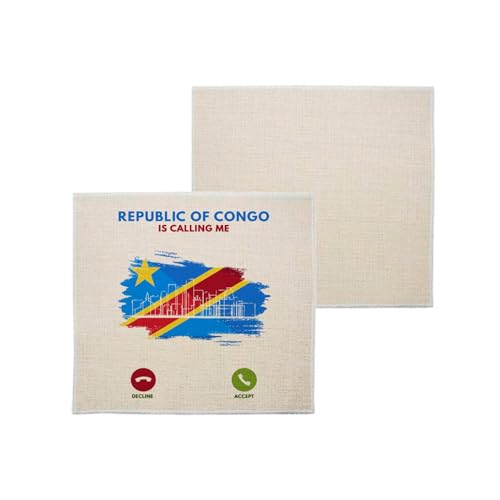 sous Verre en Lin - Congo is Calling Me Flag Kinshasa - 1 unité (100 x 100 mm)