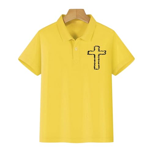 Boys Girls Short Sleeve Polo Shirts Cross Print Tennis Aesthetic Tops for Tween School Uniform Shirts Collared Tops4