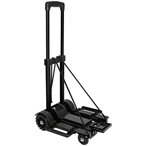 Carretilla de Mano Portátil Plegable Carro Ligero Equipaje Oficina Hogar con Cuerda de Gancho Elástica Aluminio Compacto