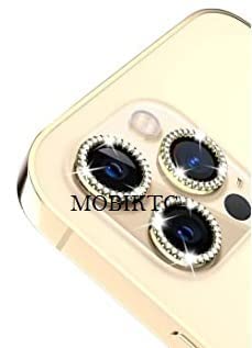 Image of For iPhone 13 Pro Camera Lens Protector & For iPhone 13 Pro Max Camera Lens Screen Protector Tempered Glass, Alloy Metal Ring Guard Lens Cover For iPhone 13 Pro & For iPhone 13 Pro Max- [3 Pack, Gold Diamond
