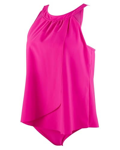 Image of SUUKSESS Women Tummy Control Tankini Bathing Suit Ruffle High Waisted Swimsuit