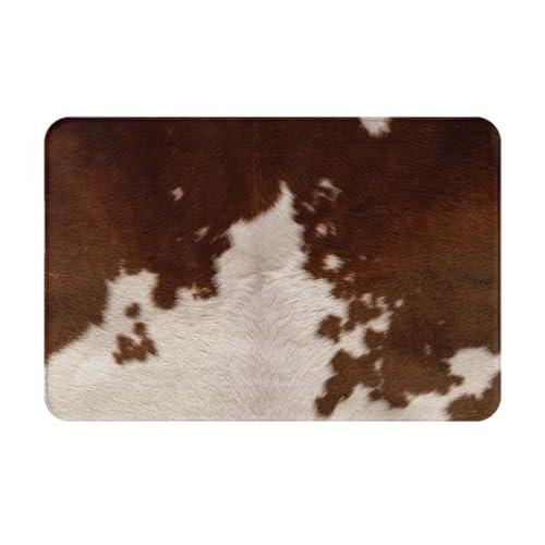 shuzapqm Felpudo Antideslizante de Piel de Vaca marrón rojiza para Puerta Delantera, Lavable, para Interior, de 61 y 40 cm
