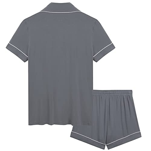 Image of Joyaria Women's Cooling Bamboo Viscose Pajamas Shorts Set Button Front | Moisture Wicking, Cool & Lightweight, Breathable PJs for Night Sweats