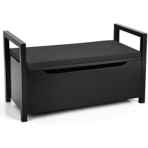 COSTWAY Shoe Bench with Hidden Storage Cover
