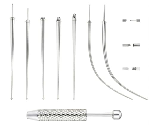 IMTKOOCO Piercing Ball Grabber Tool and Piercing Taper - 16G 18G 14G Gauges for Flat Back Threader Earring Insertion Stainless Steel Ear Piercing Kit with Professional Needle Instruments