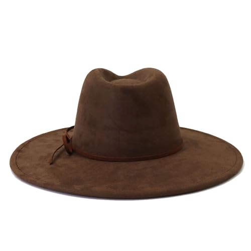 Image of Fedora Hats for Women Man with Big Wide Brim Classic Suede Panama Hat Western Outdoor hat