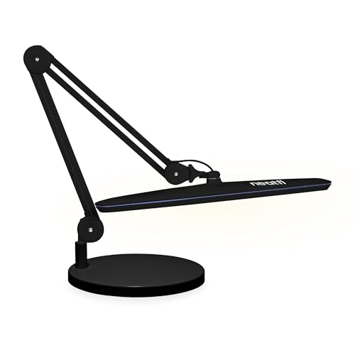 Image of Neatfi XL 2,200 Lumens 20W LED Task Lamp - 23 inch Ultra-Wide Head | 182 SMD LEDs | 4 Brightness Levels | 3 Light Modes | Eye-Caring, Glare-Free | Adjustable Arm (Black, CCT with Base)