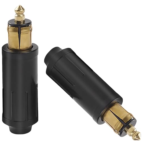 Viojrlly 2pcs DIN Spine Maschio 12V, Adattatore DIN per Accendisigari Compatibile con la Sostituzione, Spina di Riparazione Fai da Te con Motociclette per Presa di Ricarica Veicolo Compatibile con BMW