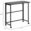Mobile Folding Desk with Wheels - Compact Computer Workstation for Small Spaces, 31.5 Black MDF Table for Home Office, Study Desk That Tucks Under Bed