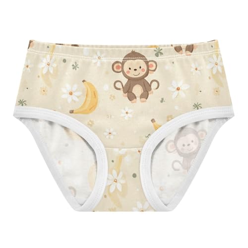 Wusikd Cute Monkey Light Girls' Underwear Cotton Yellow Banana Girls Briefs Soft Toddler Underwear 2T