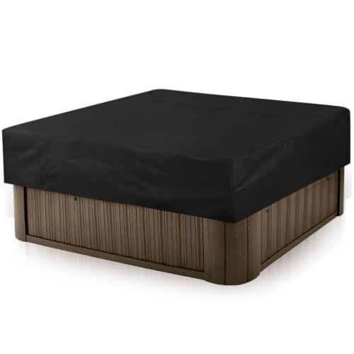 Copertura Vasca Idromassaggio 210D Oxford Impermeabile Antivento, 220 x 220 x 85 cm Telo Protettivo Quadrato per Spa e Jacuzzi da Esterno (Nero)