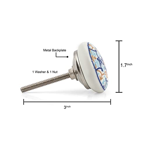 Craft Trade Sortiert Blau Türschrankknopf Boho Antik Keramik-Türknöpfe Kommode Schublade Zieht Hardware Knöpfe fur Küche Möbel Messing und Schrank - 10 Stück