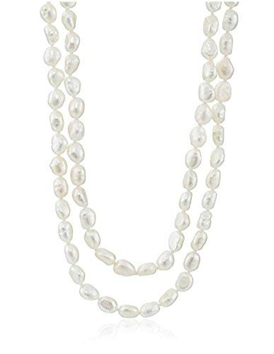 Collar Largo de Perlas para Mujer | Elegante Collar de Perlas Barrocas de Agua Dulce de 8-9mm, Collar de Múltiples Capas de 120cm en Blanco