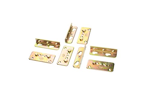Kutir No-Mortise Bed Rail Fittings Complete Set of 4 - Heavy Duty Rust Proof Frame Bracket for Connecting to Wood, Headboards and Foot-Boards, Universal FIT - 3.4 X 1.4 X 0.6 Inch High with Screws