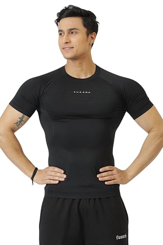 Image of FUAARK Nylon Seamless Compression Half Sleeves Dry Fit T-Shirts for High Performance in Gym & Workout
