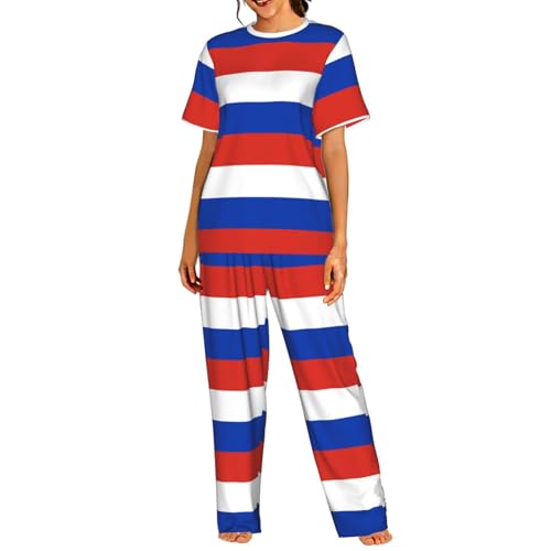 Pyjama court femme imprimé drapeau russe : l'élégance d'un ensemble de nuit unique