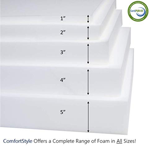ComfortStyle Replacement Seat Cushion Upholstery Foam Pad for Sofa or Dining Chair, 2" x 24" x 82" CertiPUR-US Certified, Extra Long - Thumbnail 7