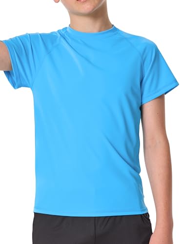 IHU Kinder UV Shirt UPF 50+ Jungen Badeshirt Kurzarm Rundhals Schwimmshirt Schnelltrocknende Badeanzug T-Shirt 2-18 Jahre
