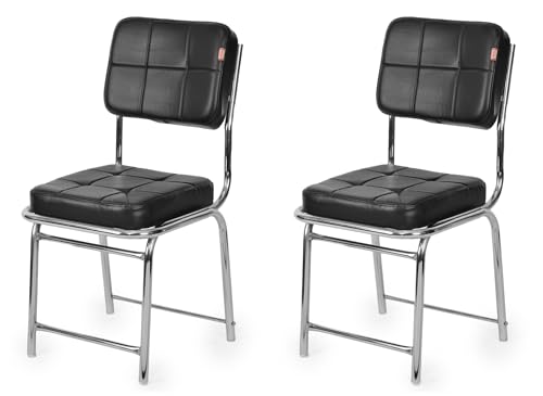 Image of GOYALSON Stainless Steel Office Home Study Visitor Chair Without Arms (Black) (2 Pc)