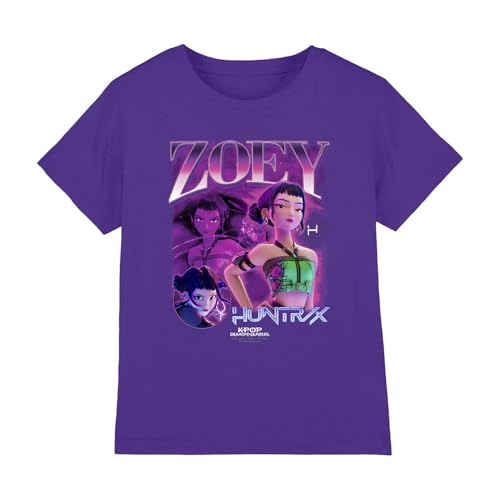 Kpop Demon Hunters Unisex Kinder K-pop Demon Hunters - Huntrix Huntr/X Zoey Bootleg Kinder T-Shirt T-Shirt (1er Pack) violett 9-11 Years
