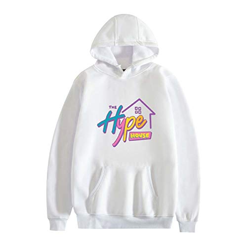 Yumenam Sudadera con capucha unisex The Hype House con estampado sudadera con capucha Charli D'Amelio Sudadera con capucha deportiva casual ropa deportiva, Blanco, S