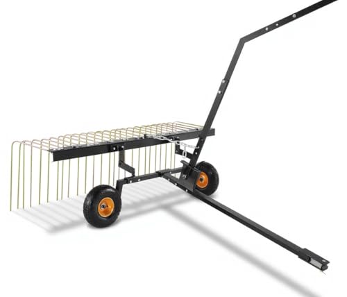 ATV Pull Behind Landscape Rake,60-inch Pine Straw Rake,Steel Pull Behind Dethatcher for Tractor, ATV, UTV,