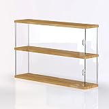 Caja de presentación de 2 pisos con puerta --- Cada capa tiene una puerta lateral para facilitar la colocación de las figuras. Las dimensiones son 40 x 10 x 27,7 cm, diseño de 2 capas, la altura es de 13,85 cm por capa. Material acrílico, resistente, duradero y transparente. Hace que el efecto de visualización sea artístico y hermoso. La base está bien hecha de madera compuesta. Retira la película protectora antes de usar.