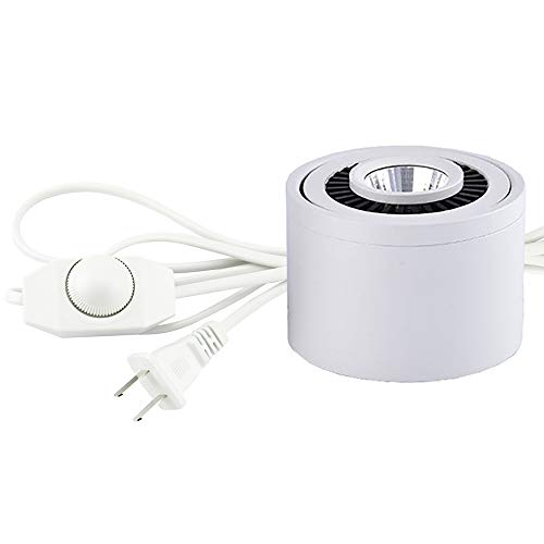 SKIVTGLAMP Dimmable High Accent Uplight 5W COB LED Barrel Type Spotlight Light with 5.9ft On/Off Dimmer Switch Cord Plug-in Extra Light Rotating Decorative Light for Loft Gallery,White