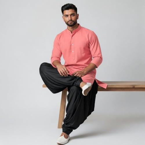 Image of Mens Pure Coton Kurta Dhoti Set | Traditional Ethnic Wear for Festive & Wedding Men's Cotton Kurta with Dhoti Set | Comfortable Ethnic Traditional Outfit Stylish Men's Cotton Kurta Dhoti Set.
