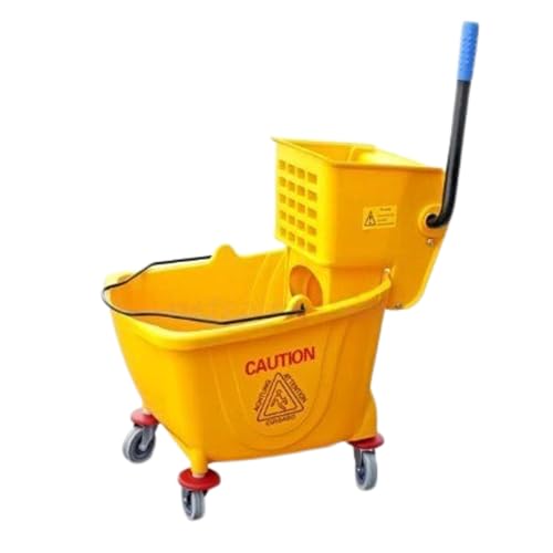 FSE MBK-9 Cubo Industrial para fregona con escurridor Combinado sobre Ruedas, 36 Cuartos de galón (9 galones), para Limpieza Profesional y de Limpieza, Amarillo