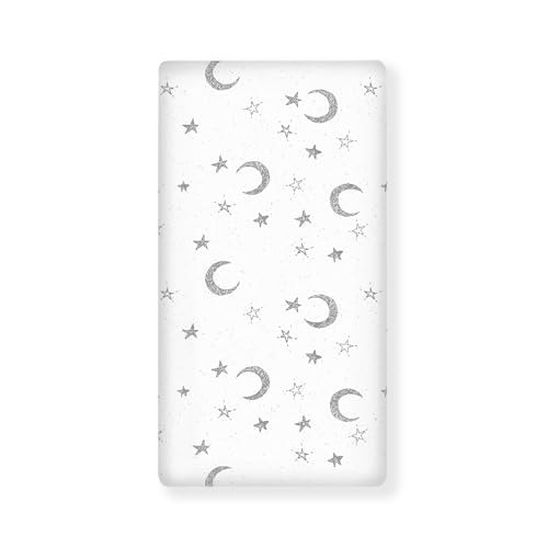 Image of Winpema Moon and Stars Fitted Crib Sheet Night Style Baby Crib Sheet Fit Standard Crib and Toddler Mattress,Crib Mattress Sheets for Boys Girls 28"x52"