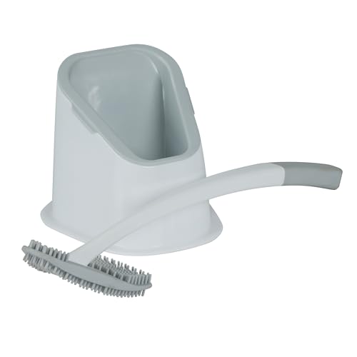 Image of Bath Bliss Toilet Brush | Contoured Design | Flat Brush | Bathroom Cleaning | Discreet Storage Base | Bathroom Cleaning | White