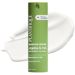 PLANTIFIQUE Korean Jojoba Oil & Hyaluronic Acid Face Massage Serum – Hydrating Anti-Aging Collagen & Niacinamide Formula – Perfect for Gua Sha Facial Massage – Gift for Men & Women