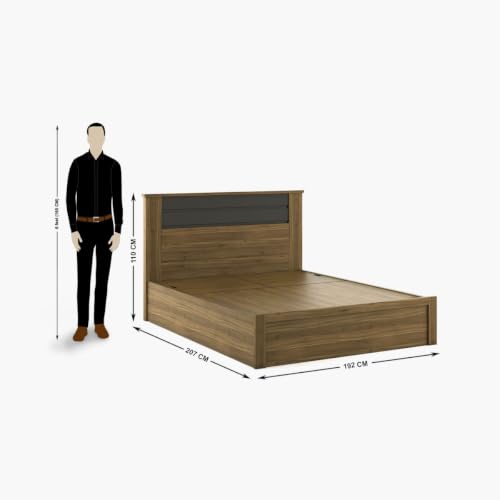 Image of Home Centre | Quadro Cosco King Size Bed with Hydraulic Storage | Engineered Wood | Brown | 1 Year Warranty