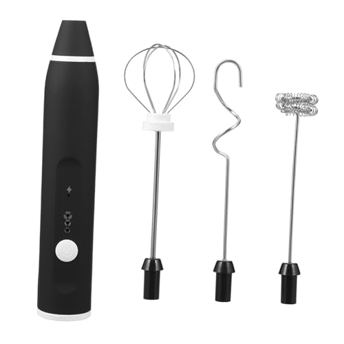 MOTHNUR Batidora Eléctrica Multifuncional Portátil Usb, 304 Acero Inoxidable, Espumador De Leche Manual, Batidor Para Cocina Compacto Negro Gancho, Uso Doméstico y Profesional