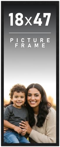 18x47 Frame Black Picture Frame - Complete Modern Photo Frame Includes UV Acrylic Shatter Guard Front, Acid Free Foam Backing Board, Hanging Hardware Wood Wall Frames for Family Photos - no Mat