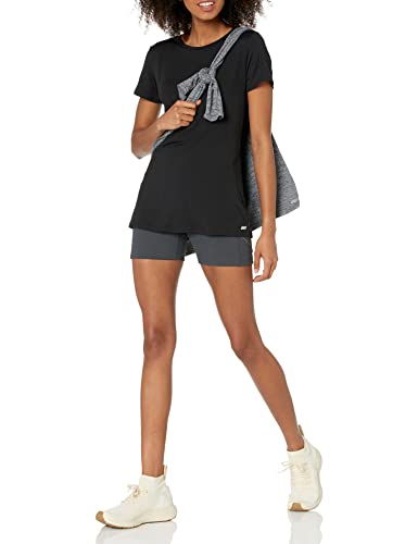 Amazon Essentials Damen Active Quick Dry Tech Stretch Kurzarm-T-Shirt mit Rundhalsausschnitt (in Übergröße erhältlich), 2er-Pack, Schwarz, XL