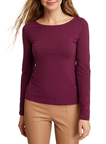 oodji Collection Mujer Camiseta de Manga Larga, Rojo, ES 42 / L Cover