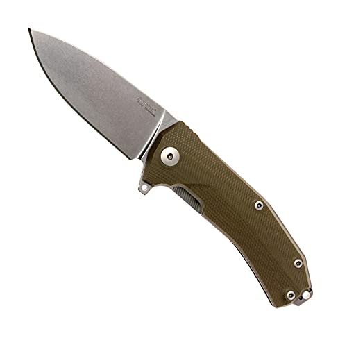 LionSTEEL KUR Folding EDC Pocket Knife, Full Sized Folder, Sleipner Steel Blade, G10 Handles – Lightweight Daily Carry Tool, Green G10 Stonewash Blade
