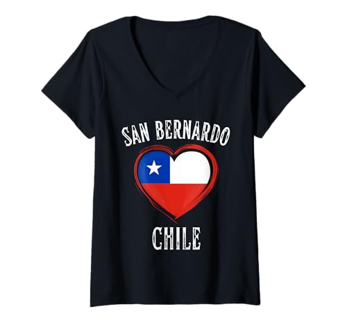 Mujer Chile Flag Heart San Bernardo City Camiseta Cuello V