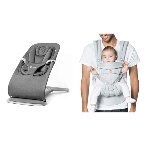 Ergobaby Evolve 3-in-1 Bouncer, Adjustable Multi Position Baby Bouncer Seat, Fits Newborn to Toddler & Omni 360 All-Position Baby Carrier for Newborn to Toddler with Lumbar Support