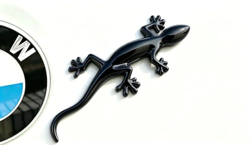 Image of 2PCS 3D Gecko Emblem Car Sticker Metal Chrome Silver Spider Badges Sticker for Universal Car Vehicle, Truck, Motorcycle, RV, Scooter, SUV, Door, Window for Headphone Decorations (Black Gecko)