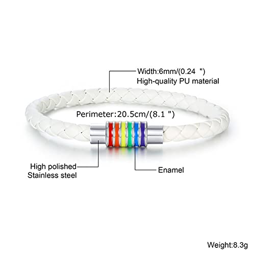 Image of Leather Braided LGBT Rainbow Bangle Bracelet - Gay & Lesbian Pride