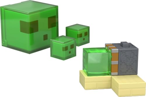 Mattel Minecraft Redstone Ensemble de piège à piston collant chargé avec figurine d'action, accessoires et mécanisme de déplacement