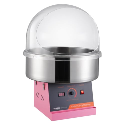 Electric Cotton Candy Machine, 1000W Candy Floss Maker, Commercial Cotton Candy Machine with Cover, Stainless Steel Bowl, and Sugar Scoop, Perfect for Home Kids Birthday, Family Party (Pink)