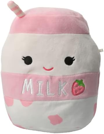 Squishmallows Kellytoy 2022 7'' Strawberry Milk - Includes Stickers, Multicolor