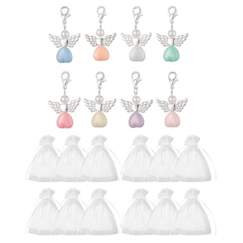COYUN 12 peças porta-chaves anjo da guarda, detalhes presentes casamento, batismo comunhão com 12 peças sacos de organização, adequado para presentes comunhão para convidados