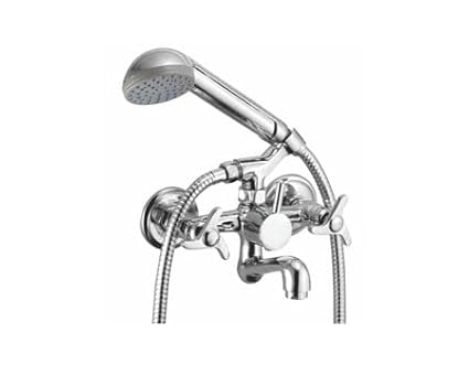 Rivia Brass Tazo Wall Mixer telephonic with only Crutch, Chrome Finish